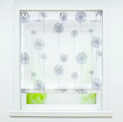 Produktbild von Delien Raffrollo ohne Bohren Ösenrollo mit Pusteblumen Muster Küche Raffgardine mit Hakenaufhängung Weiß BxH 80x140 cm 1 Stück