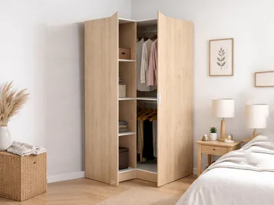 Immagine prodotto di Dmora Guardaroba 2 Ante Aser 92.5x184h cm Marrone Rovere, Appendiabiti 2 Ante