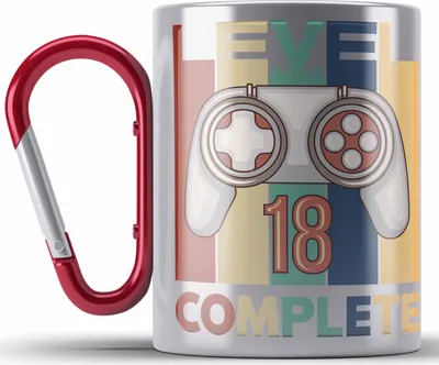 Produktbild von TRENDATION 18. Geburtstag Edelstahl Tasse Karabiner Jungen Jungs Geschenk 18er Geschenkidee 18 Sohn Gamer (Rot)