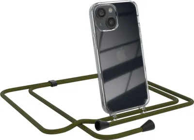 Produktbild von EAZY CASE Handykette kompatibel mit Apple iPhone 13 Mini, Handyhülle mit Umhängeband, Handykordel, Schutzhülle Clear, Band in Grün