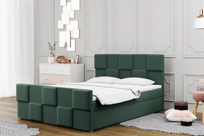 Produktbild von Boxspringbett Schlafzimmerbett MURILO 200x200cm in Stoff Monolith Grün