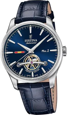 Produktbild von Festina Herrenuhr Swiss Made Armbanduhr Leder Blau D2UF1902/2
