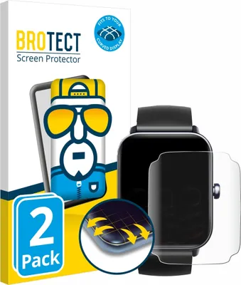 Produktbild von 2x BROTECT Fullscreen Schutzfolie für Fitpolo IDW19 1.8" Displayschutz Folie Fullcover Klar Transparent