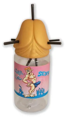 Productafbeelding van DIVERTY SEX - Fles in de vorm van een penis met 5 rietjes, Gold Edition