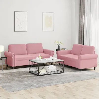 Obrázok produktu pre Maison Exclusive – 2-dielna sedacia súprava s vankúšmi z ružového zamatu