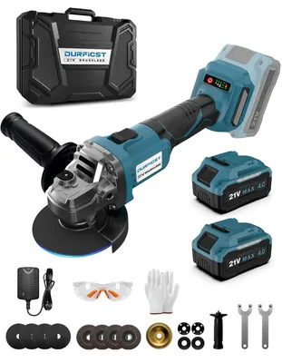 Obrázek produktu pro Akumulátorová úhlová bruska, 125 mm, 10 000 otáček za minutu, s 2 akumulátory 21V, 4,0Ah
