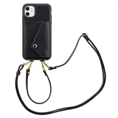 Immagine prodotto di Selencia Sera Custodia per cellulare con cordino e porta carte a busta iPhone 11 - Nero