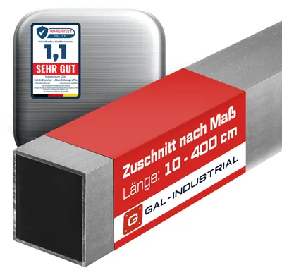 Produktbild von Aluminiumprofil GEBÜRSTET 40x40x2mm 240 cm Quadratrohr + Zuschnitt nach Maß