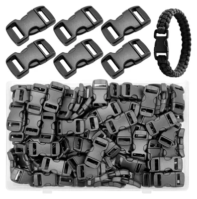 100 Stück Steckverschlüsse 10 mm, Paracord-Verschlüsse, schwarz