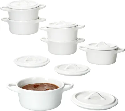 Obrázek produktu pro sada 6 CREME mini cocotte 100ml krémově bílé formy na pečení mini hrnce do trouby