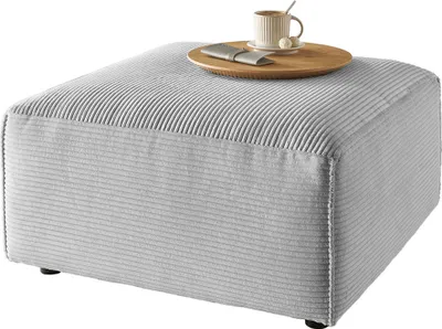 Produktbild von KAWOLA Hocker RANI Polsterhocker Cord hellgrau