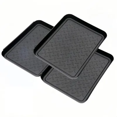 Imagen del producto de Estante para zapatos de plástico con borde elevado, juego de 3 unidades, dimensiones: 35 x 27,5 x 3 cm, ideal para guardar zapatos