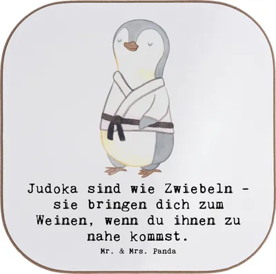 Produktbild von Mr. & Mrs. Panda Getränkeuntersetzer Judo Zwiebel - Weiß - Geschenk, Sportler, Disziplin, Teamsport, Holzuntersetzer, Coaster, gläseruntersetzer, Untersetzer für Gläser