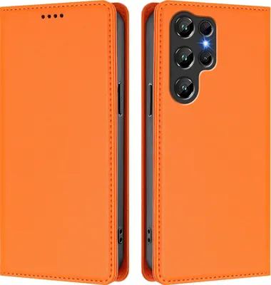 Produktbild von Handyhülle für Oukitel C61 / C61 Pro, Kunstleder Klapphülle Stoßfeste Magnetische Hülle mit Ständer Orange