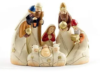 Krippenfiguren aus Kunstharz, 8-teilig, 10 cm