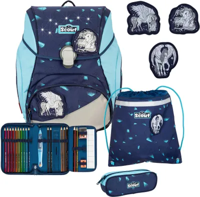 Immagine prodotto di Scout zaino della scuola LED Alpha Set 4 -pezzi Pegasus blu scuro