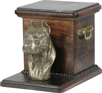 Zdjęcie produktu dla Amerykański Staffordshire terrier, Amstaff, Amstaf V - urna na prochy psa ze statuetką, elegancka urna dla psa, wyjątkowa urna z popiersiem psa marki Art-Dog