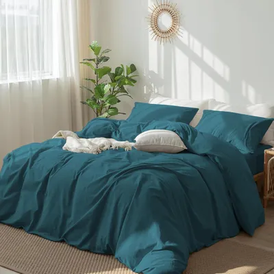 Immagine prodotto di Biancheria da letto 135x200 cm, cotone, turchese e verde, 2 pezzi, con cerniera
