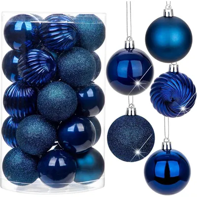 Immagine prodotto di Briful 6CM Palline di Natale, 25 Pezzi Palline infrangibili per Albero di Natale, Blu Scuro