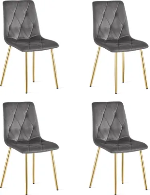 Image de Chaise LIBRA - velours gris foncé / pieds dorés x 4