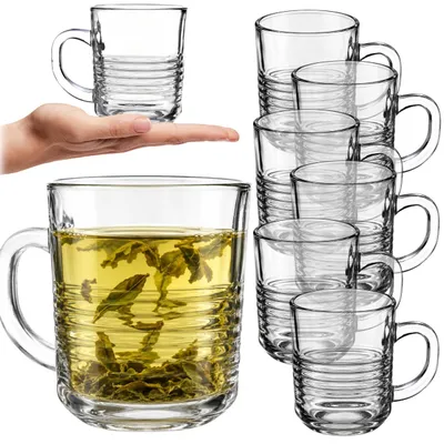 Obrázek produktu pro KADAX sklenice na čaj s uchem "Barnico", sklenice na džus, vhodné do myčky, 310 ml, sada 6 ks