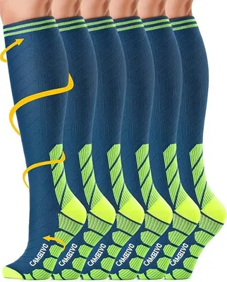Immagine prodotto di CAMBIVO Calze Compressione Graduata Donna Uomo 3 Paia, Calze a Compressione Graduata 20-30mmHg, Calze Antitrombo Elastiche a Compressione, Gambaletti Calzini per Sportive, Vene Varicose, Aereo, Corsa