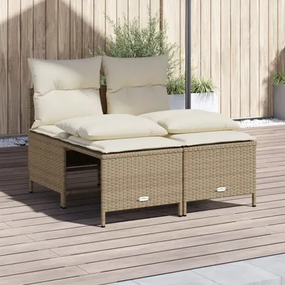 Produktbild von Design 4-tlg. Garten-Sofagarnitur mit Kissen Beige Poly Rattan, Gartenmöbel-Sets 2024 Neu