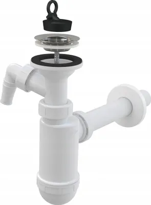 Produktbild von Alcadrain Flaschengeruchverschluss für die Waschbecken DN 32 mit einem Geräteanschluss und einem Edelstahlgitter DN 63