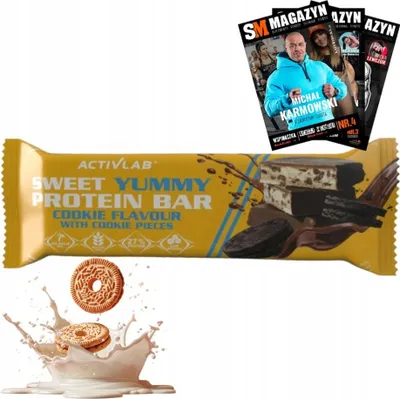 Image de Activlab Sweet Yummy Protein Bar, saveur COOKIE, 50 g, 27 % de protéines, sans gluten, faible teneur en sucre, sans huile de palme