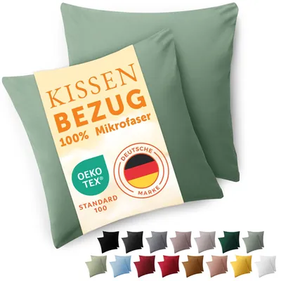 Productafbeelding van Kussenhoezen 40 x 40 cm, 2 stuks -  gecertificeerde microvezel in zomergroen