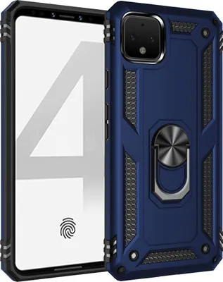 Produktbild von LaimTop Google Pixel 4 Hülle, Hybrid Robuste Rüstung Drehbarer Ring Halter Ständer Dual Layer Hard PC + TPU Stoßfest Schutzhülle für Google Pixel 4 Blau