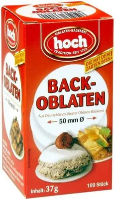 Produktbild von Hoch | runde Back Oblaten | 50 mm | 37g pro Packung | 1er Pack | Vegan | Esspapier zum Backen von Makronen & Lebkuchen
