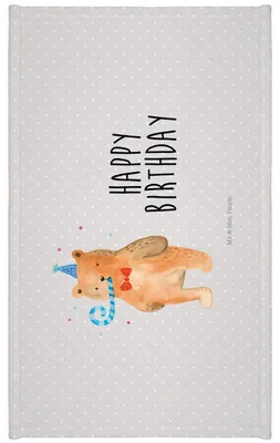 Produktbild von Mr. & Mrs. Panda Handtuch Bär Geburtstag - Grau Pastell - Geschenk, Glückwunsch, kleines, gesichtstuch, 50x100, Teddy, Alles Gute, Baumwollhandtuch, Flauschtuch