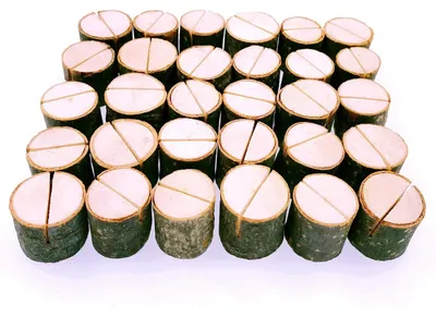 30er Set Holz-Tischkartenhalter, rustikal, Ø 32 mm, für Hochzeit