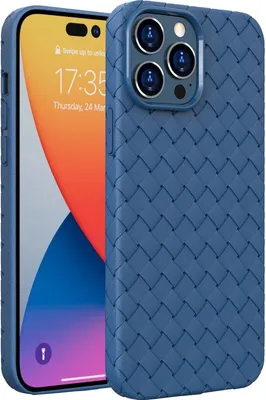 Produktbild von Mobigear Woven iPhone 14 Pro Max Hülle Flexibles TPU Backcover - Dunkelblau