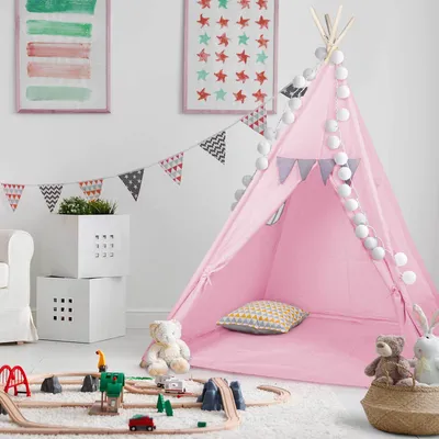Produktbild von all Kids United Tipi Zelt für Kinder Pink Rosa – Großes Spielzelt zelt Kinderzelt für Drinnen & Draußen – Mädchen Spielzeug