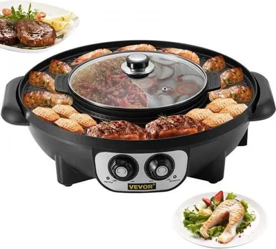 Immagine prodotto di Griglia per raclette - Hotpot - Hotpot elettrico - Raclette - Fonduta cinese - Hotpot - Grill - Set per raclette gourmet