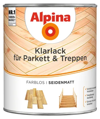 Produktbild von Alpina Klarlack für Parkett & Treppen 2 Liter seidenmatt