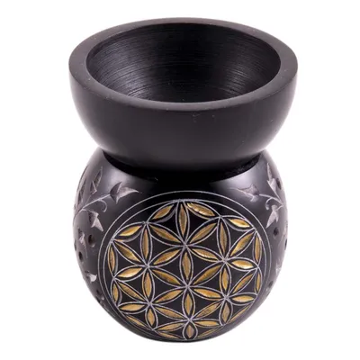 Immagine prodotto di Lampada aromatica - Fiore della vita | sfera nero-oro