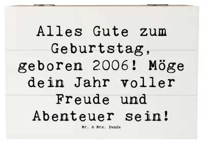 Produktbild von Mr. & Mrs. Panda holzschachtel Spruch 2006 Geburtstag 22 x 15 cm - Weiß - Geschenk, Erinnerungsbox, fotobox, Alter, Jahrgang, Alles Gute zum, Schatzkiste, Happy Birthday