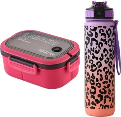 Produktbild von Lunch 4 tlg Set Brotdose 1200 ml Trinkflasche Flasche 1000 ml Besteck