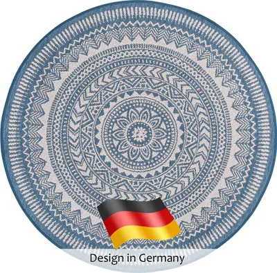 Produktbild von In- & Outdoor Teppich Rund FINN Blau, Ø120 cm