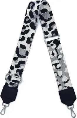 Imagen del producto de Ibenzoa® Correa de hombro ajustable, 80–130 cm, estampado de leopardo, color , de 3,8–5 cm de ancho, con mosquetón para bolsos de mano y bandoleras