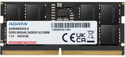 Produktbild von ADATA AD5S560024G-S, 24 GB, 1 x 24 GB, DDR5, 262-pin SO-DIMM, Schwarz