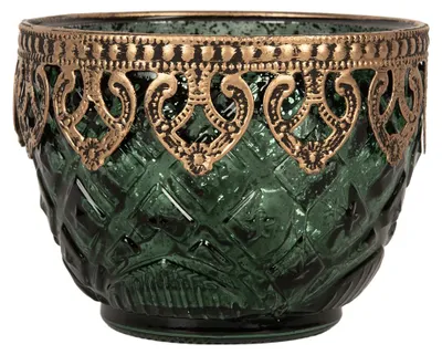Image de Clayre & Eef Bougeoir Ø 10x8 cm Vert Verre