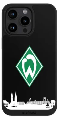 Produktbild von NIVOCASE Handyhülle für Apple iPhone 15 Pro Max  Hülle NIVOpure Case Schwarz Offizielles Lizenzprodukt SV Werder Bremen Skyline