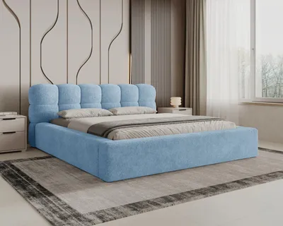 Produktbild von Chilly Möbel Design Bett Milan - Komfort Polsterbett mit Bettkasten, Metallrahmen, Stauraum und gepolstertem Kopfteil 200x200 cm / Monte / Hellblau