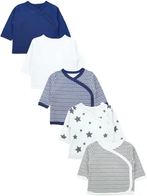 Produktbild von TupTam Baby Jungen Langarm Wickelshirt Baumwolle 5er Set, Farbe: Mehrfarbig 8, Größe: 62