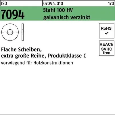 Produktbild von Reyher  Scheiben ISO 7094 Stahl 39 galv. vz (25 Stück)