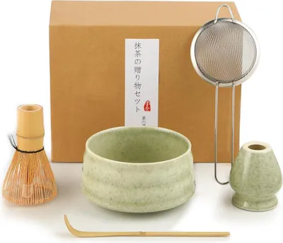 Produktbild von Teeservice ,5-teiliges Matcha-Besen-Set mit Matcha-Schale,Chasen-Halter,Chasen,Einsteiger-Matcha-Set aus Keramik, Teestube, Yogastudio